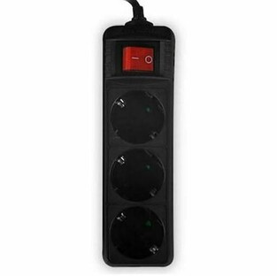 LAMTECH POWER STRIP WITH SWITCH 3 OUTLETS BLACK