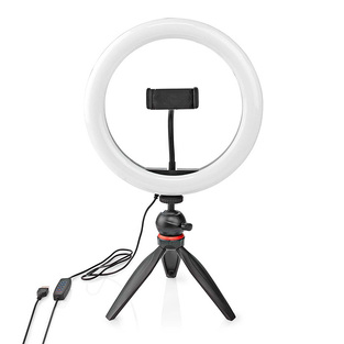 NEDIS RLSTND100BK Ring Light 10" (26 cm) with 120 LEDs and tripod mount.