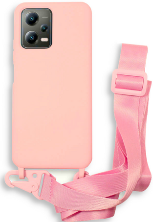 Bodycell Silicone Case with Neck Strap - Xiaomi Redmi Note 12 5G / Poco X5 - Pink