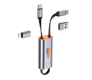 USAMS αντάπτορας USB-C σε USB-C/USB/Lightning SJ560, 60W PD, 0.3m, γκρι