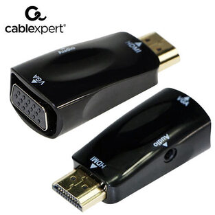 CABLEXPERT HDMI TO VGA AND AUDIO ADAPTER, SINGLE PORT,BLACK