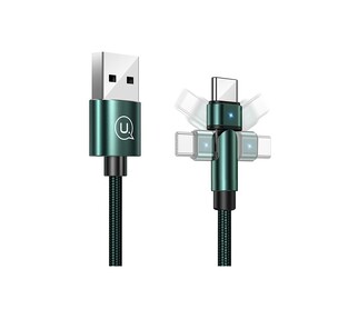 USAMS USB-C to USB cable SJ477, swivel plug, 2A, 1m, green