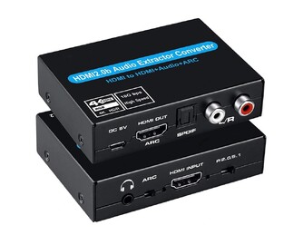 POWERTECH converter CAB-H154 from HDMI to HDMI, 3.5mm & 2x RCA, 4K