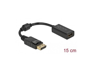 DELOCK adapter DisplayPort to HDMI 61011, 1080p Passive, 15cm, black