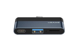 USAMS USB-C hub US-SJ491, USB/USB-C PD/micro SD θύρες, 5Gbps, γκρι