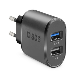 SBS TRAVEL CHARGER 2 PORTS USB 3.1A black