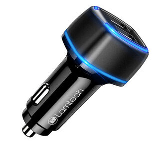 LAMTECH 2xUSB 2,4A CAR CHARGER FOR MOBILE PHONES BLACK  LAM081741