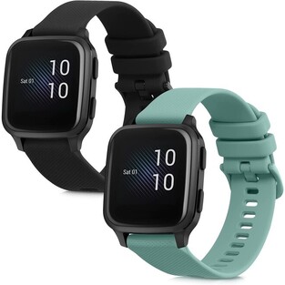 KW Silicone Strap (20mm) Garmin Venu Sq Music / Sq - 2 Pieces - Black / Mint