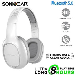 SONIC GEAR BLUETOOTH 5.0 HEADSET (2019) AIRPHONE 3 WHITE  AP3W