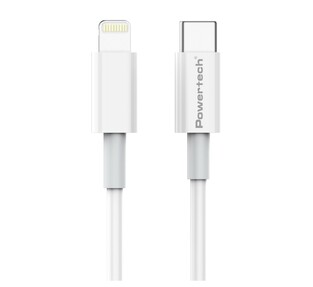 POWERTECH cable USB-C to Lightning PTR-0107, 20W, PD, 1m, white