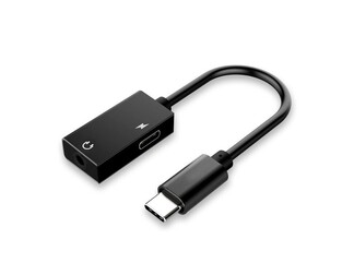 POWERTECH αντάπτορας USB-C σε USB-C & 3.5mm CAB-UC053, 0.11m, μαύρος