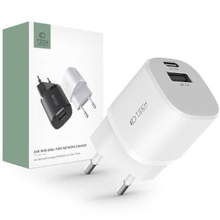 TECH-PROTECT TRAVEL CHARGER MINI C20W 2 PORT PD20W/QC3.0 white