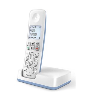 PHILIPS cordless phone D2501S-34, with Greek menu, white-blue