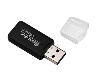 POWERTECH mini card reader PT-893, Micro SD card, μαύρο