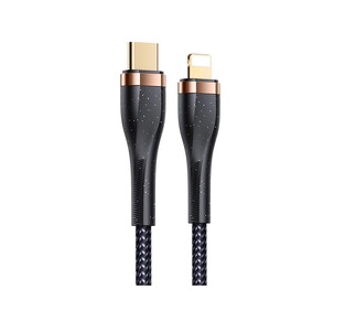 USAMS Lightning to USB-C cable SJ489, 20W PD, 1.2m, black