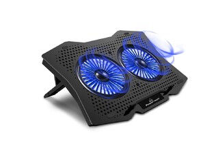 POWERTECH Βάση & ψύξη laptop PT-929, έως 18", 2x 110mm fan, LED, μαύρο