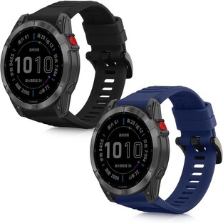 KW Garmin Epix 2 Silicone Strap - 2 Pieces - Black / Dark Blue