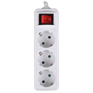 LAMTECH POWER STRIP WITH SWITCH 3 OUTLETS WHITE