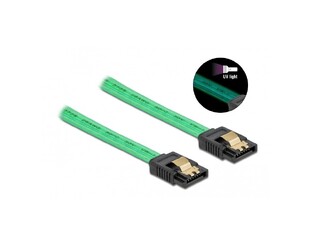 POWERTECH Cable SATA III 7pin CAB-W036, with UV coating, 0.7m, green