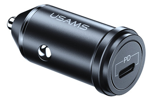 USAMS car charger C14, 1x type-C, 3A 18W, metal, gray