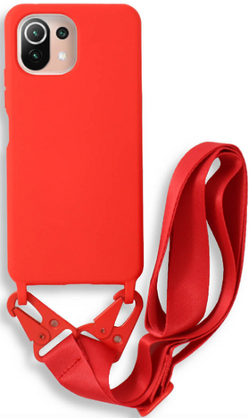 Bodycell Silicone Case with Neck Strap - Xiaomi Mi 11 Lite - Red