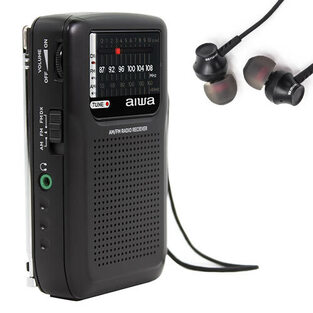 AIWA POCKET RADIO WITH EARPHONES BLACK  RS-33