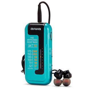 AIWA MINI POCKET RADIO WITH EARPHONES TURQUOISE  R-22TQ