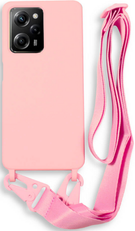 Bodycell Silicone Case with Neck Strap - Xiaomi Redmi Note 12 Pro 5G / Poco X5 Pro - Pink