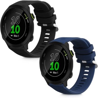 KW Silicone Strap (20mm) Garmin Forerunner 245 / 245 Music - 2 Pieces - Black / Dark Blue