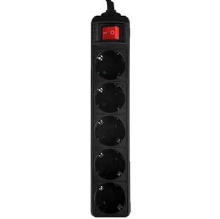 LAMTECH POWER STRIP WITH SWITCH 5 OUTLETS BLACK