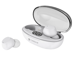 CELEBRAT earphones with charging case TWS-W32, True Wireless, white