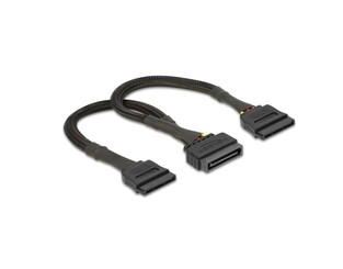 DELOCK cable SATA 15pin to 2x SATA 15pin 60135, 0.25m, black