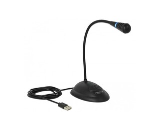 DELOCK microphone with stand and mute button 65871, USB, 1.7m, black