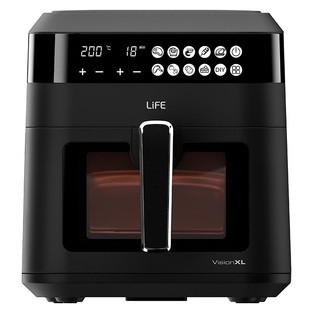 LiFE VISION XL 6.3L air fryer, with LED digital display, glass window and illuminated bin, 1300W.