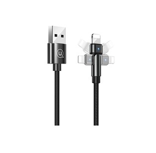 USAMS Lightning to USB cable US-SJ476, swivel, 2.1A, 1m, black