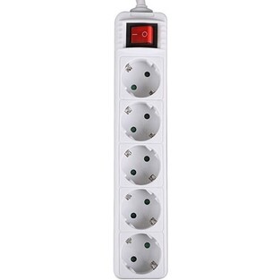 LAMTECH POWER STRIP WITH SWITCH 5 OUTLETS WHITE