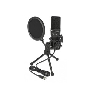 DELOCK Studio microphone with pop filter & wind deflector 66331, condenser, USB