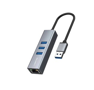 CABLETIME USB hub CT-AMLU3, RJ45 & 3x USB θύρες, 5Gbps, 1000Mbps, γκρι