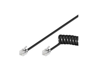 GOOBAY telephone cable 68002, spiral, RJ10 4P4C, CCA, 4m, black