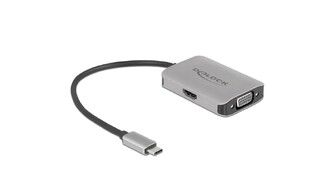 DELOCK αντάπτορας USB Type-C σε HDMI + VGA 87776, 4K, HDR, 20cm, ασημί