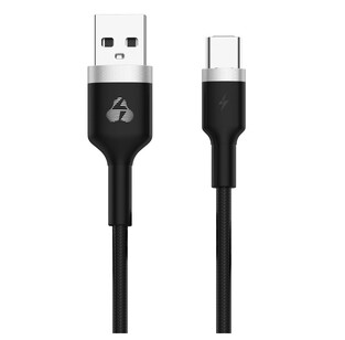 POWERTECH cable USB to USB-C metal PTR-0096, 15W 3A, 1m, black