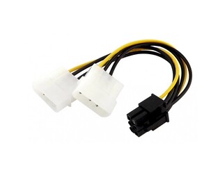 POWERTECH Cable PCI-E 6pin to 2x molex IDE 4pin CAB-W031, 10cm