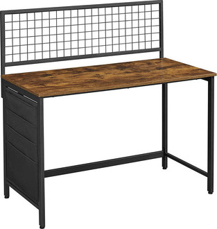 Metal Computer Desk with Grid Notes and Fabric