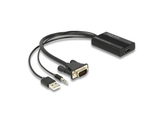 DELOCK adapter HDMI to VGA & 3.5mm/USB 64172, 1080p, 25cm, black