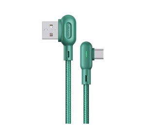 USAMS USB-C to USB cable US-SJ457, 2.1A, angled, 1.2m, green