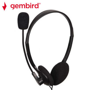 GEMBIRD STEREO HEADSET WITH VOLUME CONTROL BLACK  MHS-123