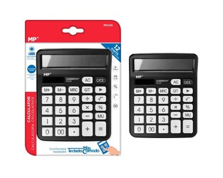 MP calculator PE028, solar & batteries, 12 digits, black