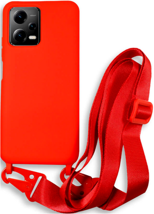 Bodycell Silicone Case with Neck Strap - Xiaomi Redmi Note 12 5G / Poco X5 - Red