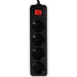 LAMTECH POWER STRIP WITH SWITCH 4 OUTLETS BLACK