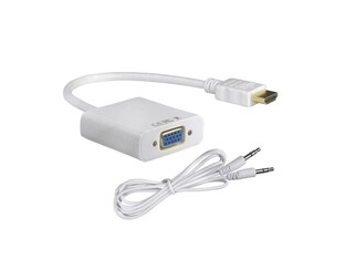 POWERTECH αντάπτορας HDMI σε VGA CAB-H072, καλώδιο 3.5mm, 0.20m, λευκός